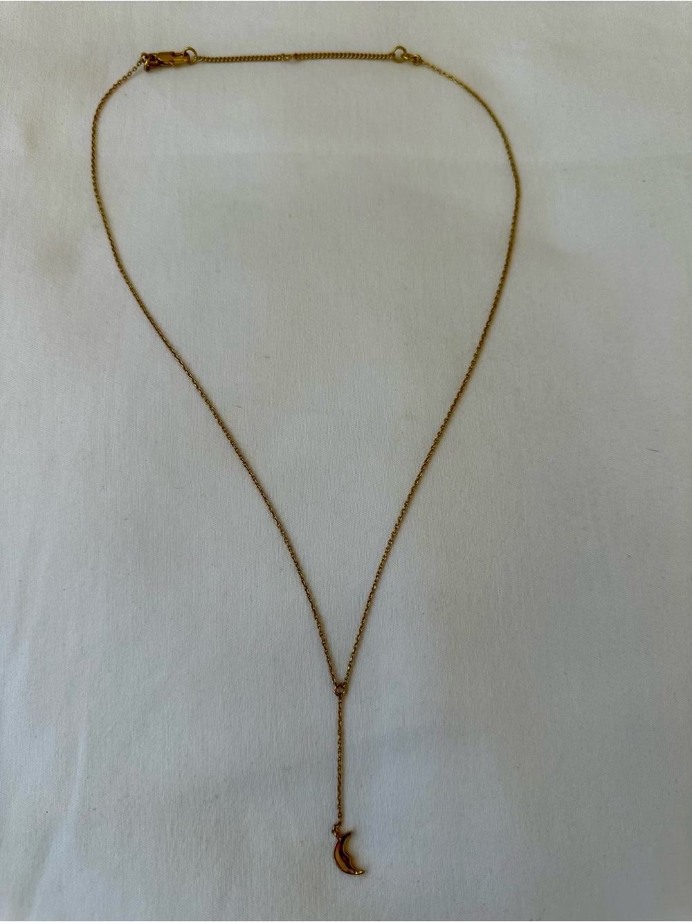 MADEWELL Gold Crescent Moon Pendant Y Necklace Adjustable Celestial Jewelry
